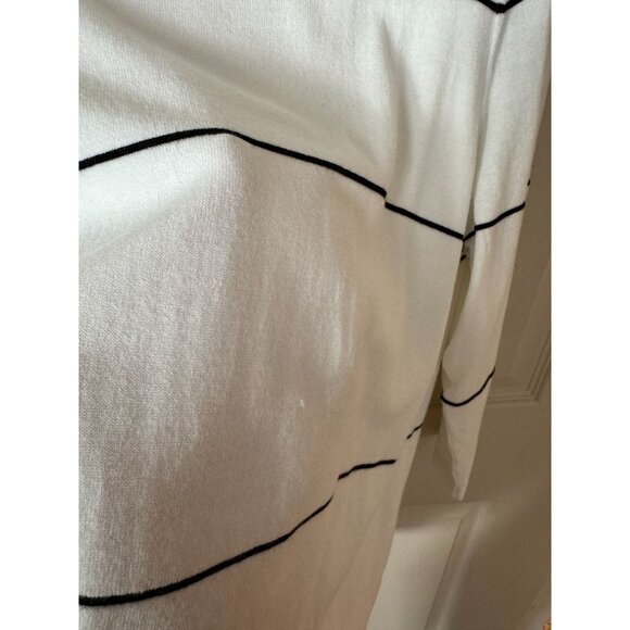 Lafayette 148 NY Ivory Striped 3/4 Sleeve Boat Neck Tiered Hem Boat‎ Neck blouse - Picture 7 of 7